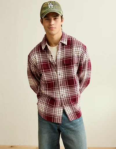 AE Relaxed Fit Textured Flannel Shirt