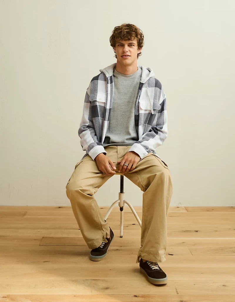 AE Relaxed Fit Hooded Flannel