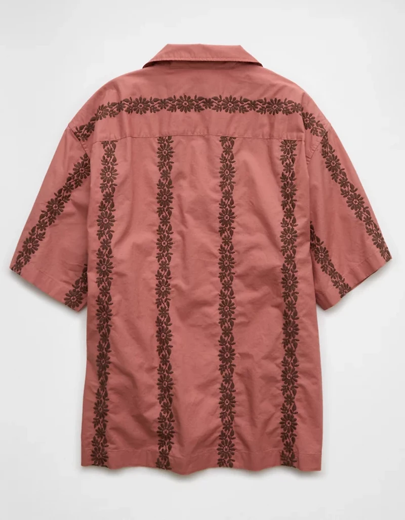 AE Poolside Linen-Blend Printed Button-Up Shirt