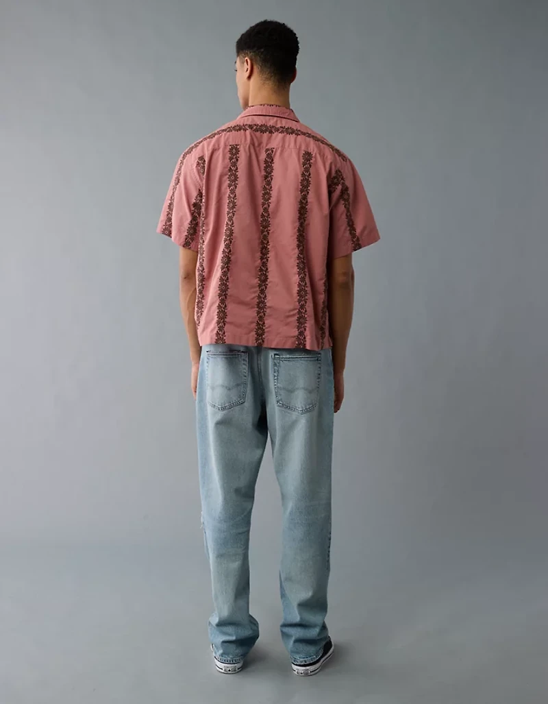 AE Poolside Linen-Blend Printed Button-Up Shirt