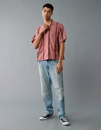 AE Poolside Linen-Blend Printed Button-Up Shirt