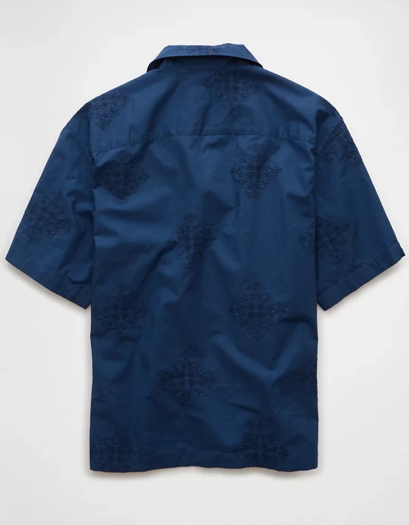 AE Poolside Linen-Blend Button-Up Shirt