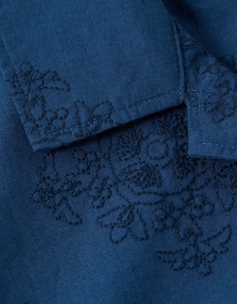 AE Poolside Linen-Blend Printed Button-Up Shirt