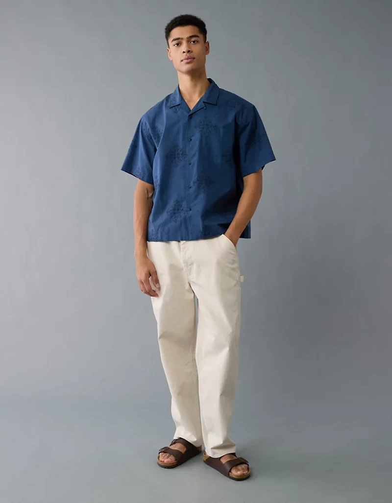 AE Poolside Linen-Blend Button-Up Shirt