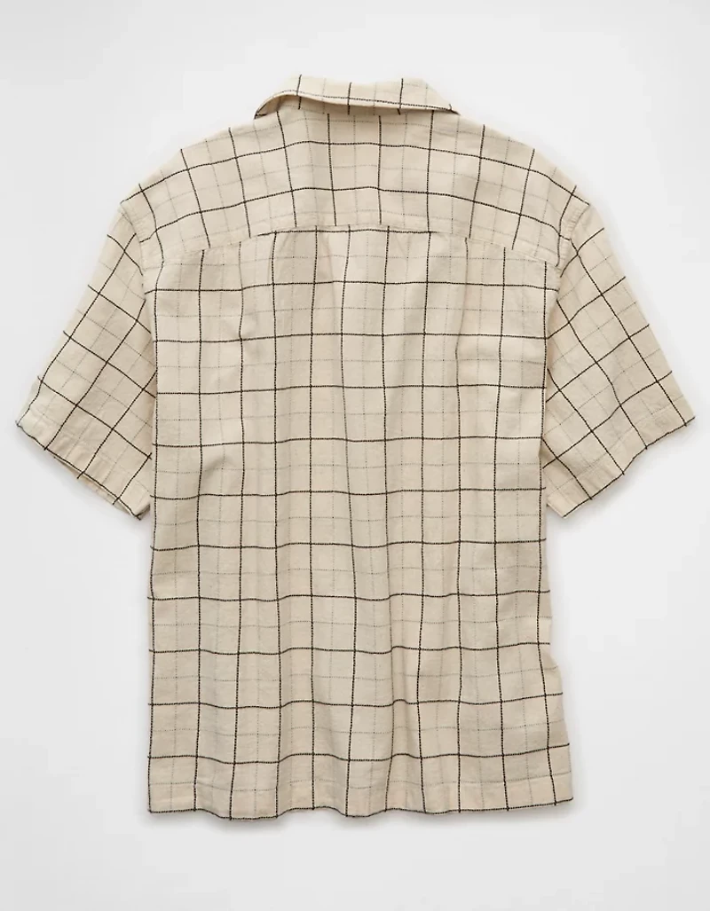 Chemise en mélange de lin bord la piscine à carreaux AE