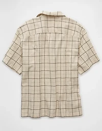Chemise en mélange de lin bord la piscine à carreaux AE