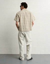 Chemise en mélange de lin bord la piscine à carreaux AE