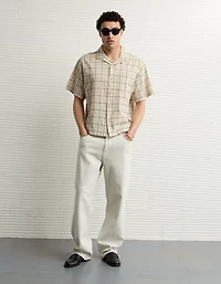 Chemise en mélange de lin bord la piscine à carreaux AE