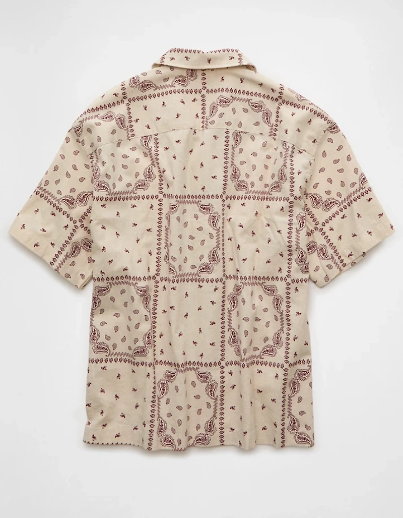 Chemise à imprimé en mélange de lin bord la piscine AE