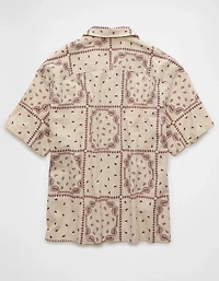 Chemise à imprimé en mélange de lin bord la piscine AE