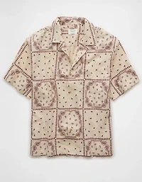 Chemise à imprimé en mélange de lin bord la piscine AE