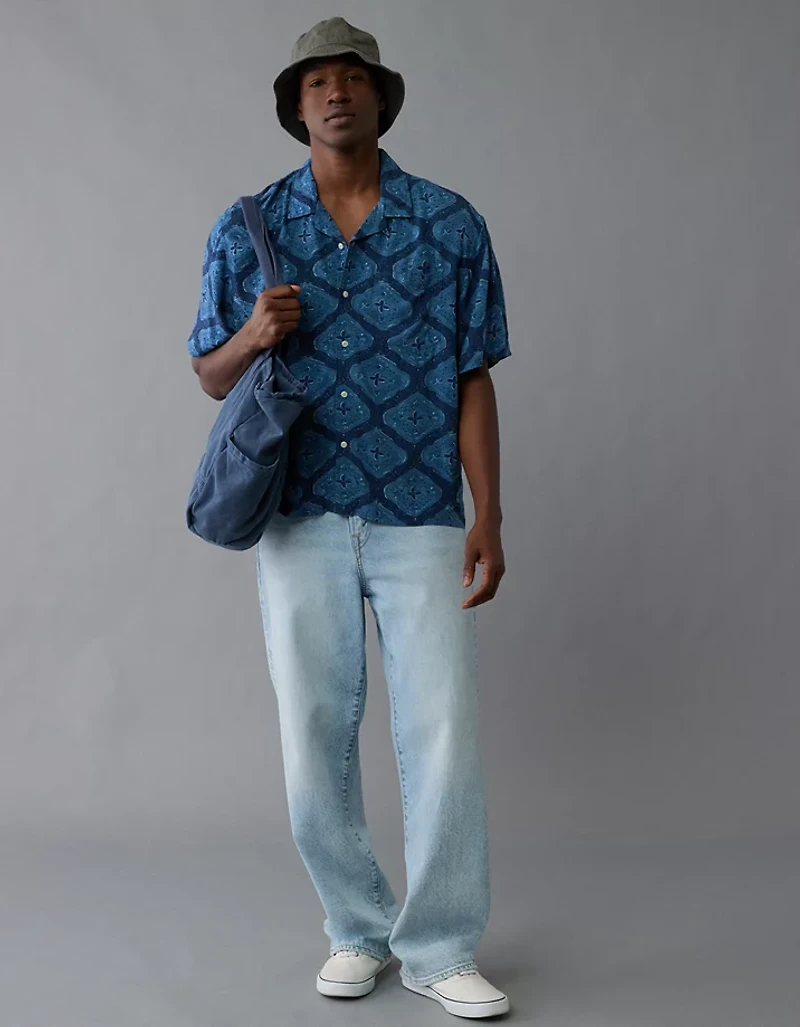 Chemise boutonnée à imprimé bord de la piscine AE