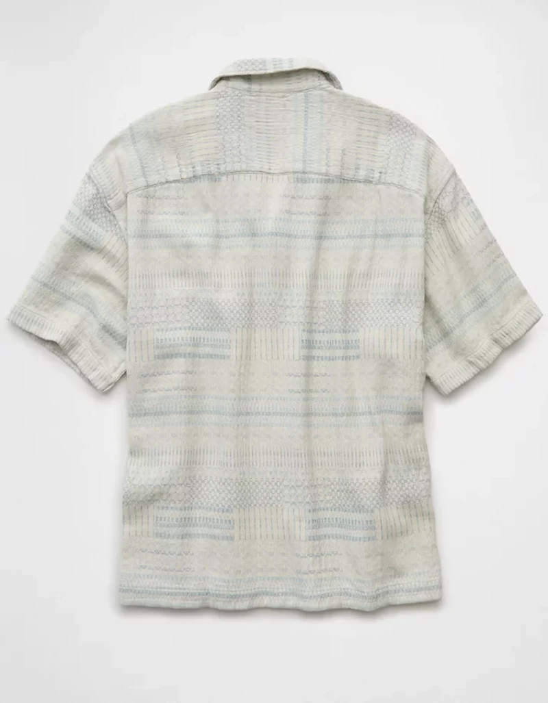 AE Poolside Textured Striped Button-Up Shirt
