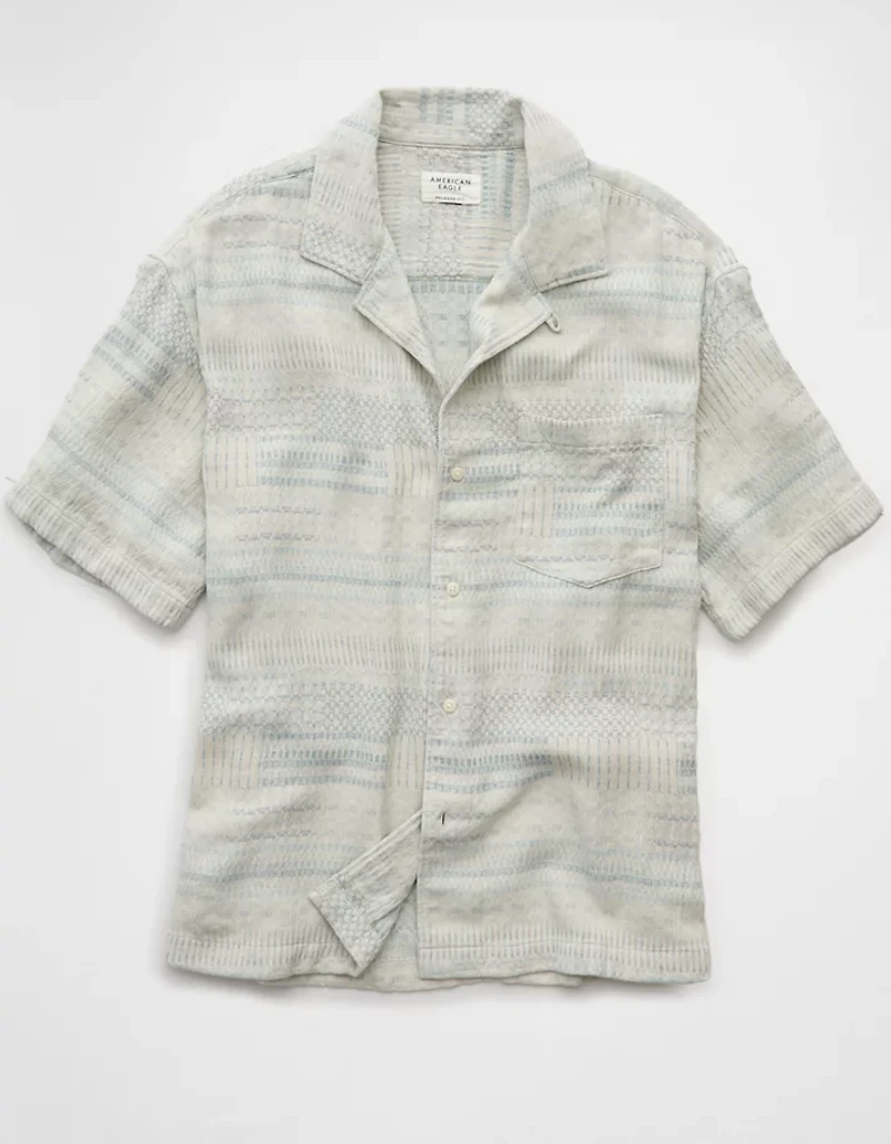 AE Poolside Textured Striped Button-Up Shirt