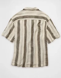 Chemise rayée boutonnée en mélange de lin Bord la piscine AE