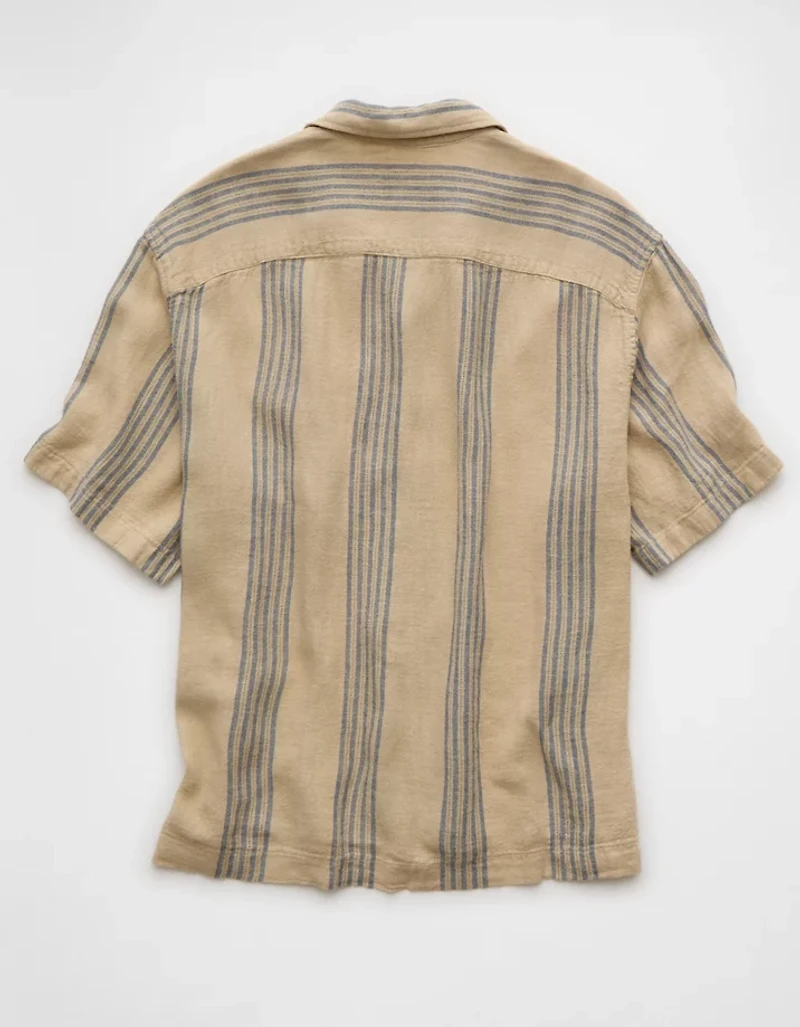 Chemise rayée boutonnée en mélange de lin Bord la piscine AE