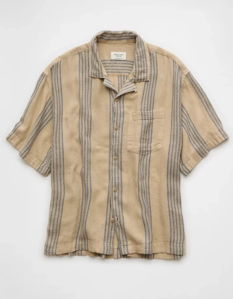 Chemise rayée boutonnée en mélange de lin Bord la piscine AE
