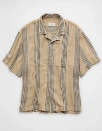 Chemise rayée boutonnée en mélange de lin Bord la piscine AE