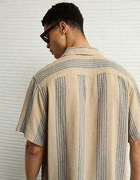 Chemise rayée boutonnée en mélange de lin Bord la piscine AE