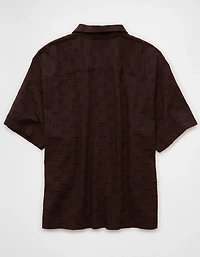 AE Poolside Textured Checkerboard Button-Up Shirt
