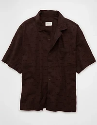 AE Poolside Textured Checkerboard Button-Up Shirt