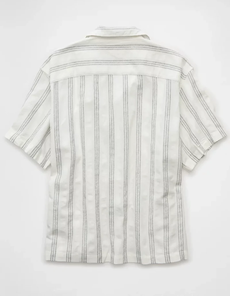 Chemise rayée boutonnée en mélange de lin Bord la piscine AE