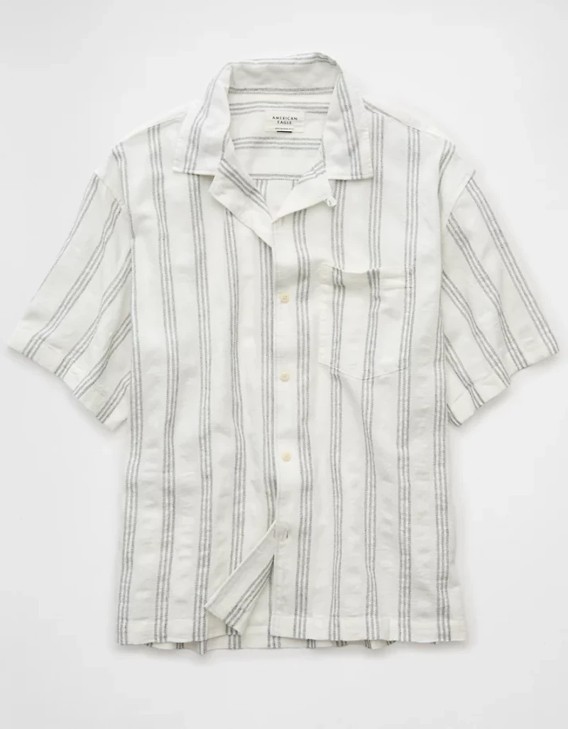 Chemise rayée boutonnée en mélange de lin Bord la piscine AE