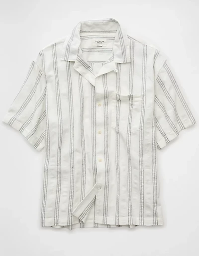 Chemise rayée boutonnée en mélange de lin Bord la piscine AE