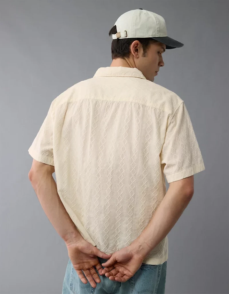 AE Poolside Textured Printed Button-Up Shirt