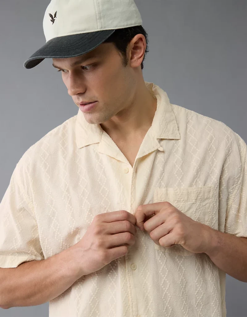 AE Poolside Textured Printed Button-Up Shirt