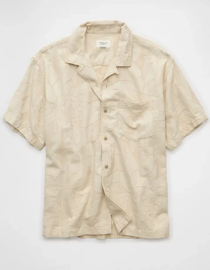 Chemise en mélange de lin à motif floral bord la piscine AE