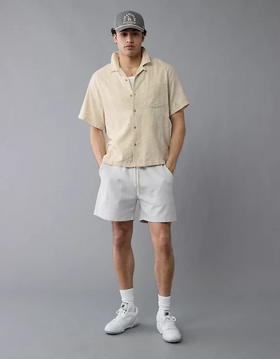 Chemise en mélange de lin à motif floral bord la piscine AE