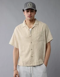 Chemise en mélange de lin à motif floral bord la piscine AE