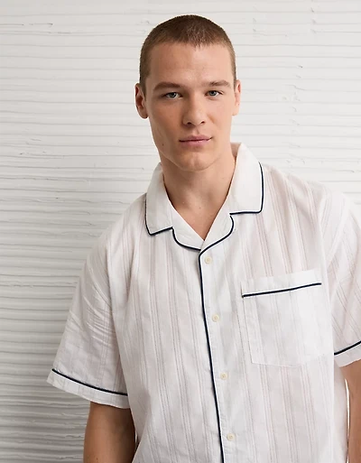 Chemise rayée boutonnée bord de la piscine AE