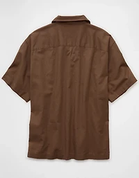 AE Poolside Linen-Blend Embroidered Button-Up Shirt