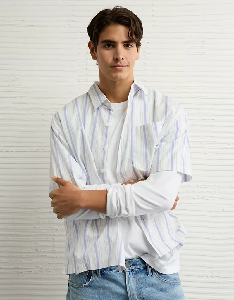 Chemise rayée en popeline bord de la piscine AE