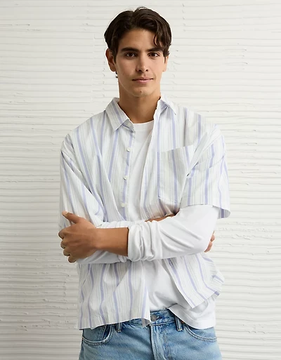 Chemise rayée en popeline bord de la piscine AE