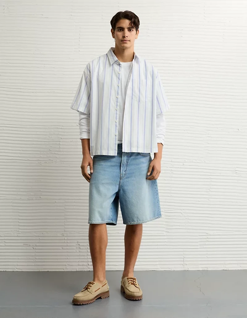 Chemise rayée en popeline bord de la piscine AE