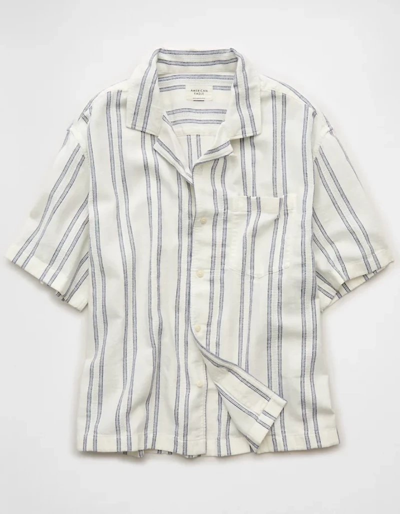 Chemise à manches courtes et col cubain coupe décontractée AE