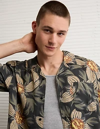 AE Relaxed Fit Camp Collar Button-Up Shirt