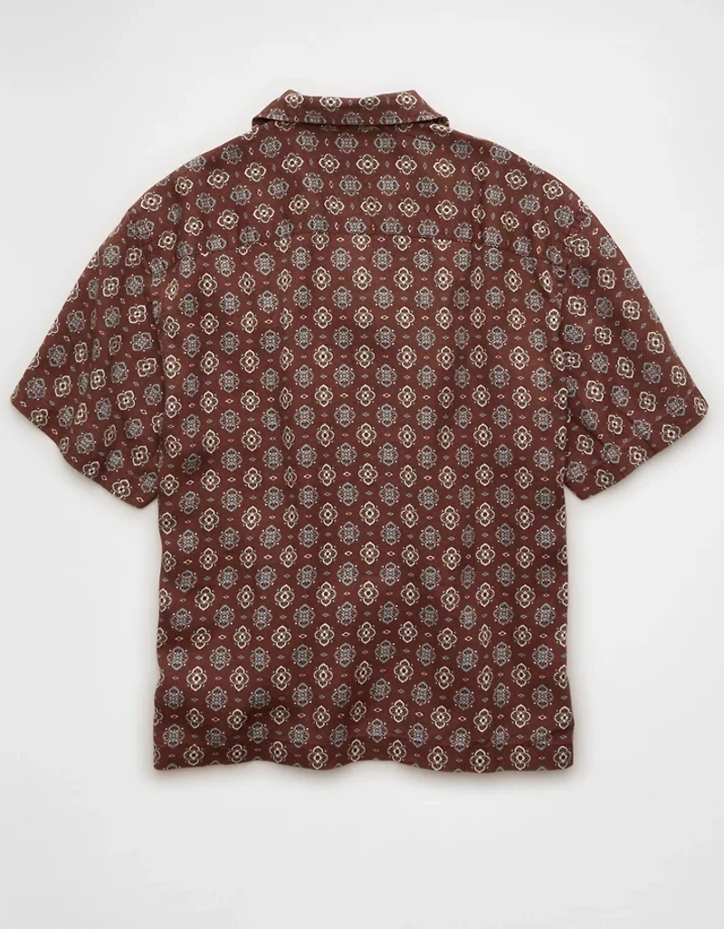 AE Relaxed Fit Camp Collar Button-Up Shirt