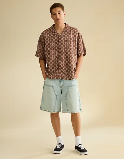AE Relaxed Fit Camp Collar Button-Up Shirt