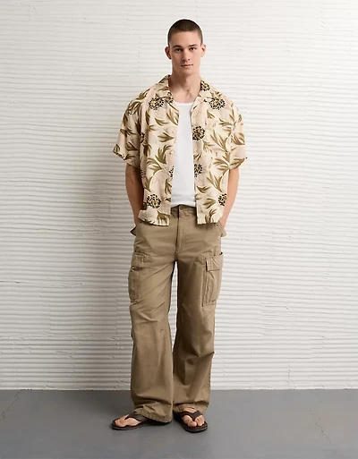 AE Relaxed Fit Camp Collar Button-Up Shirt