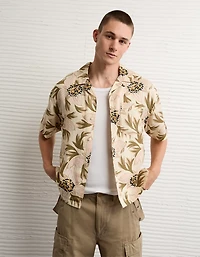 AE Relaxed Fit Camp Collar Button-Up Shirt