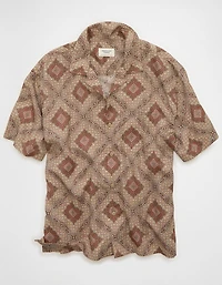 AE Relaxed Fit Camp Collar Button-Up Shirt