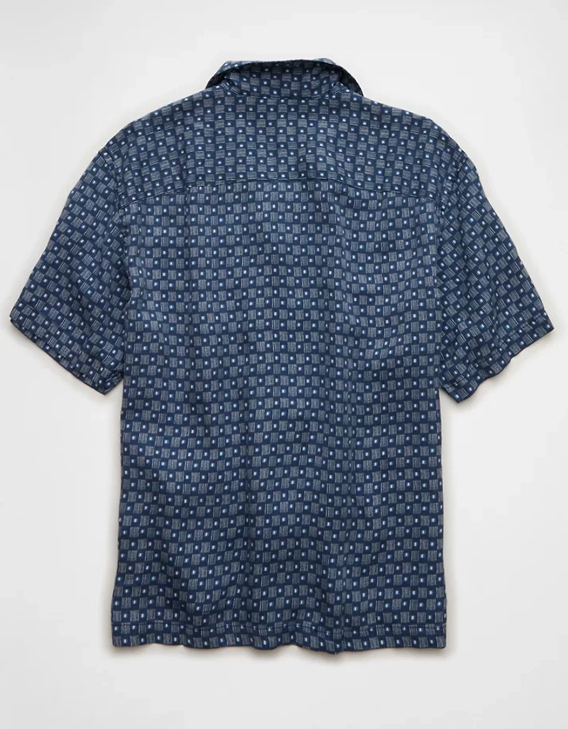 AE Relaxed Fit Camp Collar Button-Up Shirt