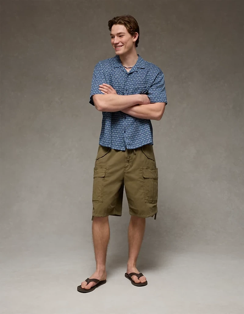 AE Relaxed Fit Camp Collar Button-Up Shirt