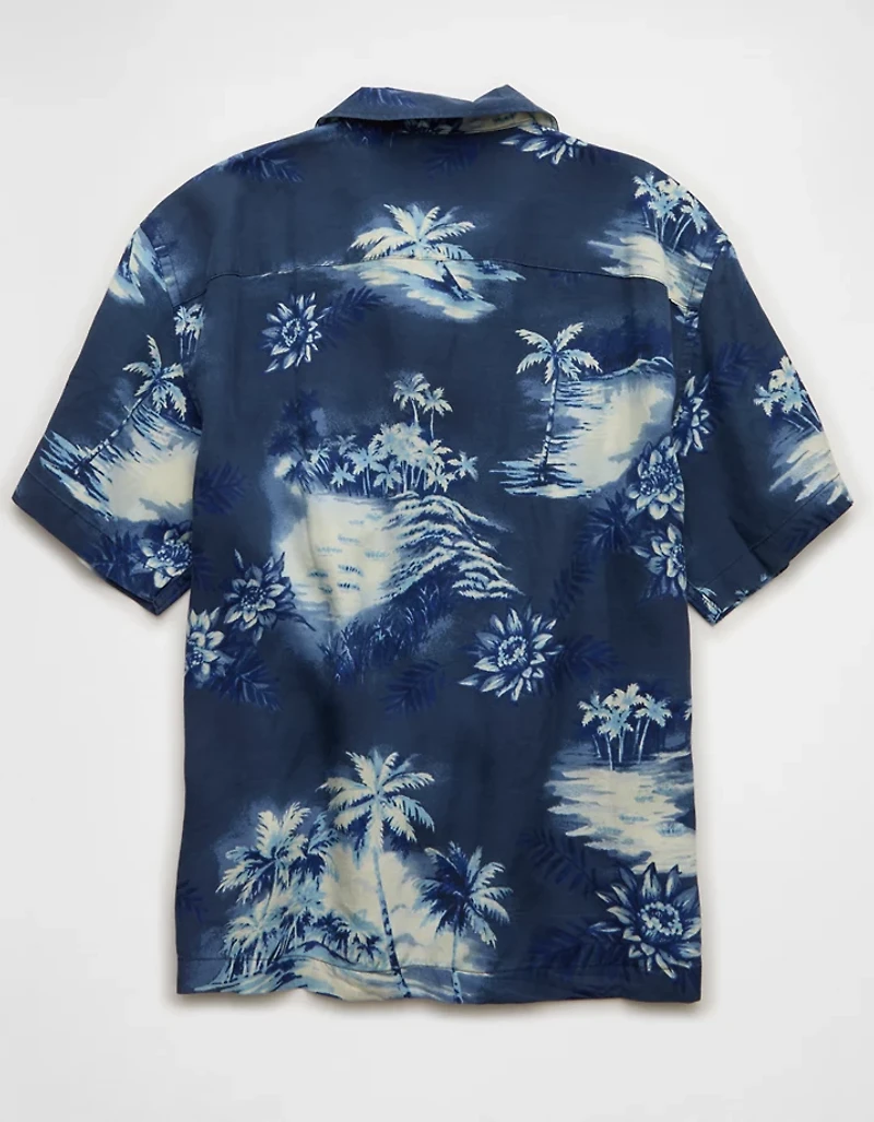 AE Relaxed Fit Camp Collar Button-Up Shirt