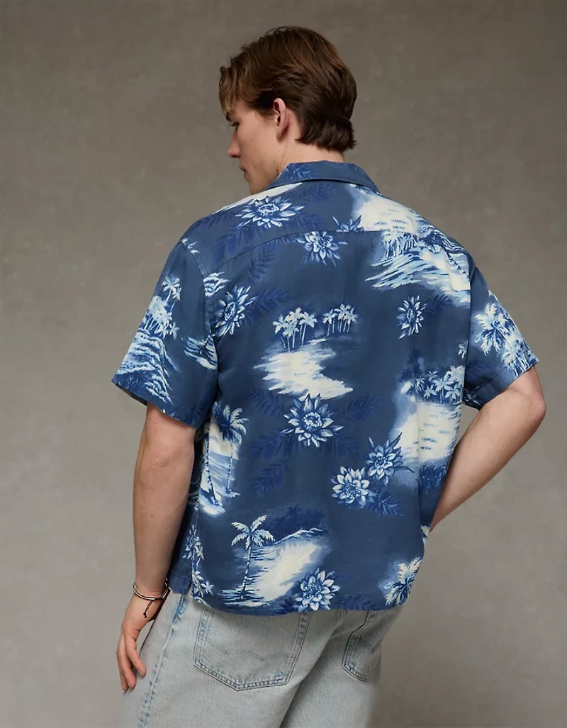 AE Relaxed Fit Camp Collar Button-Up Shirt