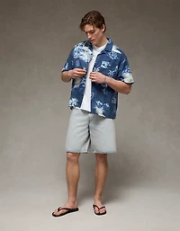 AE Relaxed Fit Camp Collar Button-Up Shirt